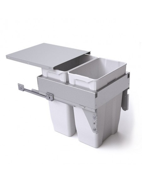 450mm Gollinucci Waste Bin 70L Pull Out Kitchen Double Containers588-GY