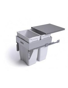 450mm Gollinucci Waste Bin 70L Pull Out Kitchen Double Containers588-GY 2