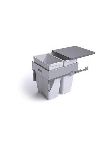 450mm Gollinucci Waste Bin 70L Pull Out Kitchen Double Containers588-GY