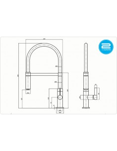 Spirale Brushed Knurled SPI-KNR/02/BS Spray Kitchen Tap, The 1810 Company 2