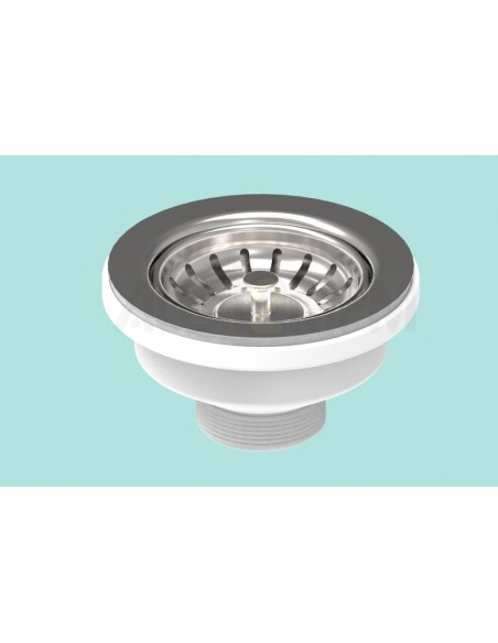 Clearwater 90mm Waste Plug Overflow Basket Strainer Brushed Steel W90OSC