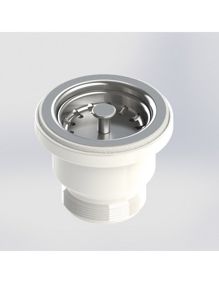 60mm Waste Plug Chrome Basket Strainer Kitchen Sink 70mm Flange W60C