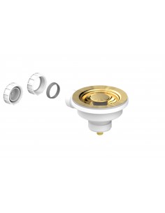 90mm Gold Sink Waste Basket Strainer / Overflow Clearwater PVD Plug W90 Or W90OG 2