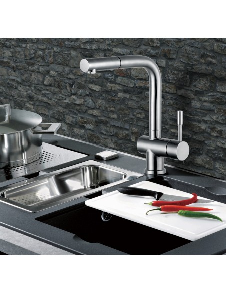 Clearwater Mercury Stainless Steel Pull Out Spray Tap Single Lever