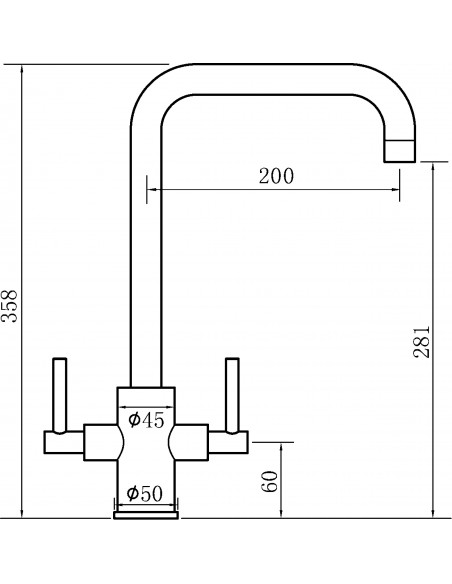 Clearwater Calypso Kitchen Tap Solid Stainless Steel Twin Lever