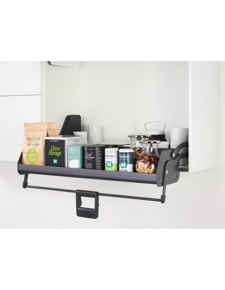 600mm Kessebohmer iMove Kitchen Wall Pull-Down  Shelf Single Anthracite KIMOVE600SA