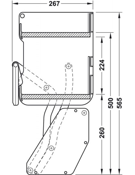 600mm Kessebohmer iMove Kitchen Wall Pull Down Shelf Single Grey KIMOVE600SG
