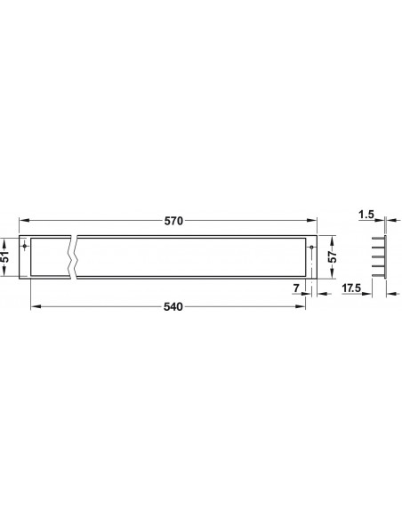 Fridge Plinth Vent Silver 570 x 57mm Airflow 200cm2 Louvre Grill 57524900