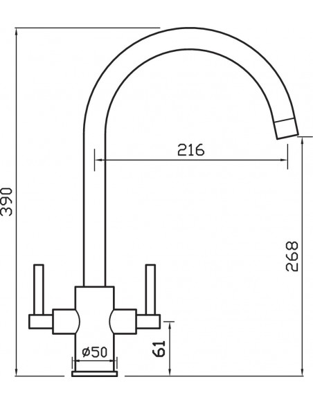 Clearwater Calypso Solid Stainless Steel Kitchen Tap Twin Lever