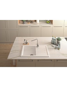 Thomas Denby Jarla Mini Ceramic White 1.0 Bowl Kitchen Sink Topmount JAR1030 2