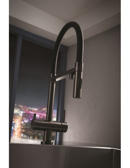 Bellatrix Chrome Cold Filter Spray Tap BE4 Black silicone hose
