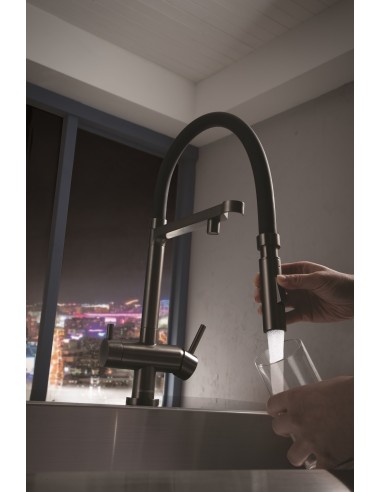 Bellatrix Chrome Cold Filter Spray Tap BE4 Black silicone hose