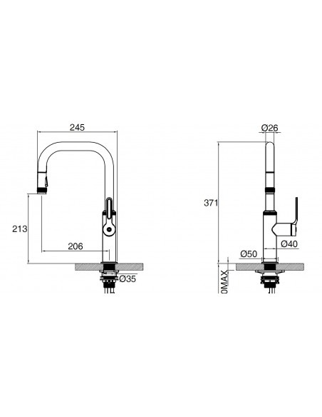 Clearwater Pioneer Matt Black Pull Out Spray Kitchen Tap WRAS Approved PIL40MB