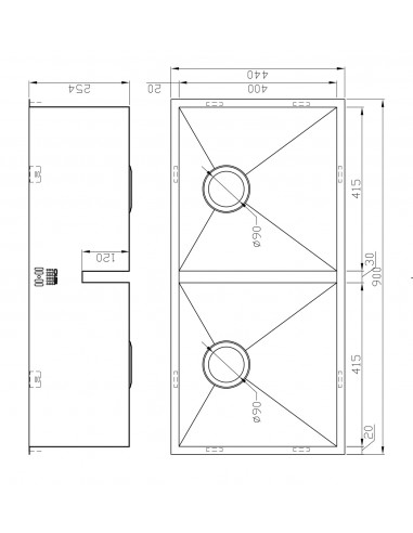 ZENDUO 415/415U Double Bowl Kitchen Sink 1.2mm Stainless Steel 1810 ZD/4141/U/D/S/073