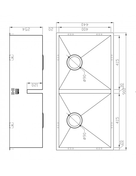 ZENDUO 415/415U Double Bowl Kitchen Sink 1.2mm Stainless Steel 1810 ZD/4141/U/D/S/073