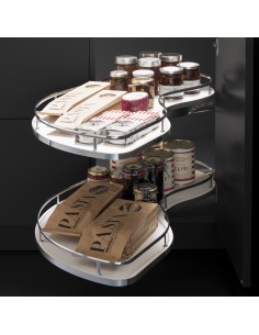 900mm+ Fly Moon Kitchen Corner Swing Out Built-In Storage White Trays FLY452DX 2