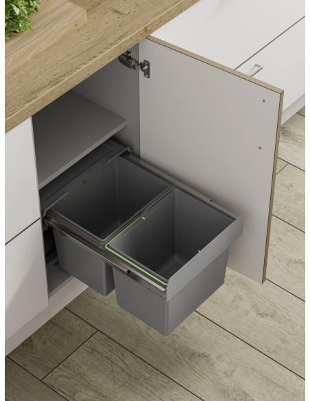 Kitchen Waste Bin 30L Hinged Fixed Door Sink Base Innostor Double BIN38