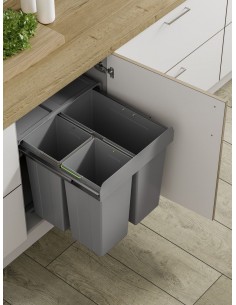 600mm Kitchen Waste Bin Trio Tubs Large 68L Hinged Or Pull-Out Rubbish BIN39
