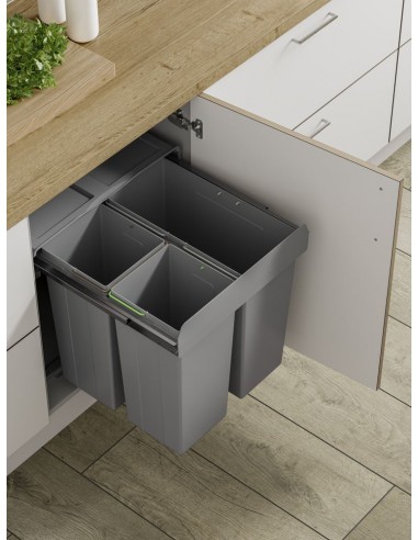 600mm Kitchen Waste Bin Trio Tubs Large 68L Hinged Or Pull-Out Rubbish BIN39