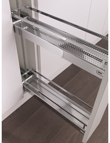 150mm Kessebohmer Base Pull-Out Kitchen Storage Chrome STYLE Bottles K2ASBP150CH