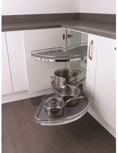 400mm Kessebohmer LeMans Arena Kitchen Corner Carousel Chrome Storage K2LM400SC Right hand 2