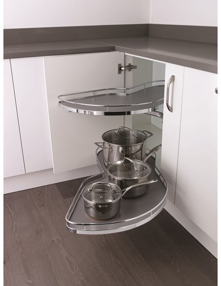 400mm Kessebohmer LeMans Arena Kitchen Corner Carousel Chrome Storage K2LM400SC Right hand
