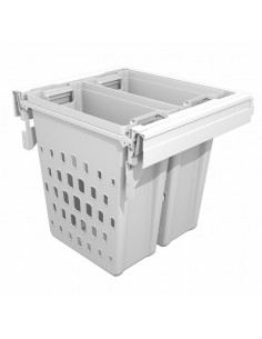 600mm Laundry Bin 80L Blum Tandembox Runners White Pull Out Double 560B/600WH 2