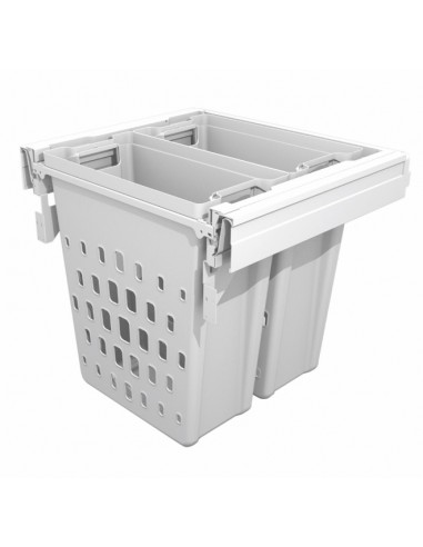 600mm Laundry Bin 80L Blum Tandembox Runners White Pull Out Double 560B/600WH