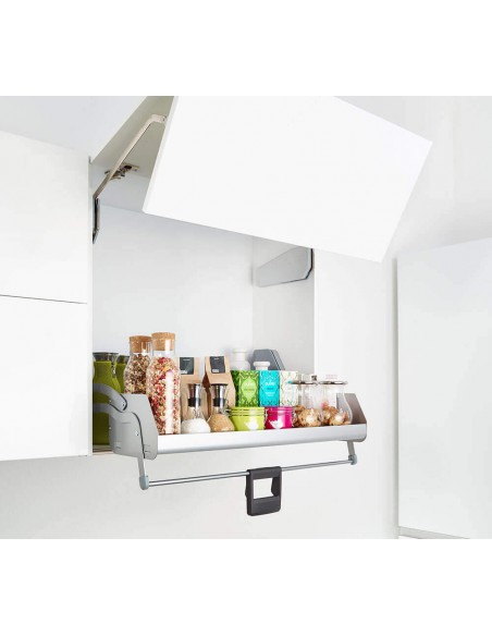 500mm Kessebohmer iMove Grey Kitchen Wall Pull Down Single Shelf KIMOVE500SG