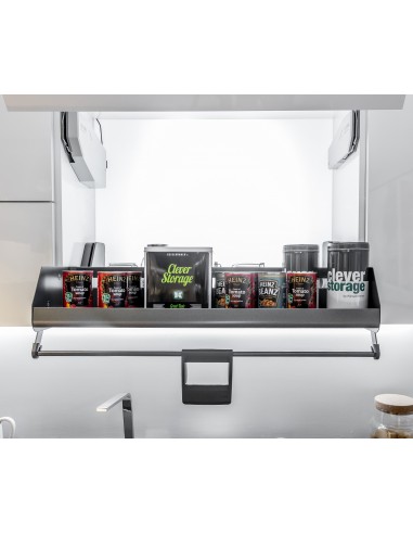 900mm Kessebohmer iMove Kitchen Wall Pull Down Shelf Single Anthracite KIMOVE900SA