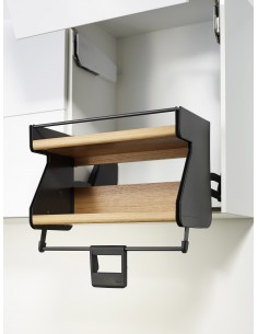 600mm Kessebohmer iMove Double Oak Anthracite Kitchen Wall Pull Down KIMOVE600DOA