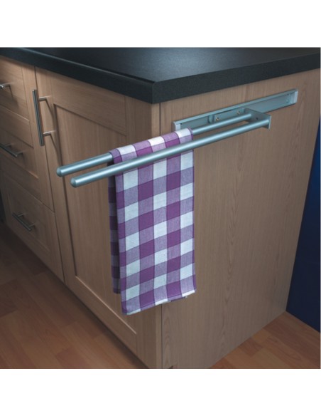 Towel Rail Telescopic Double Rails Pull-Out Silver Aluminium 460mm 51050929