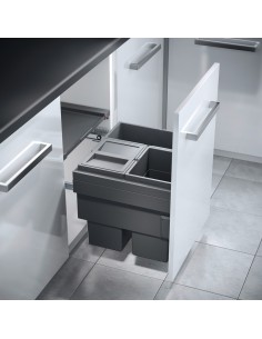 500mm Cargo Synchro Waste Bin Kitchen Pull Out Hailo Triple 44L 50258505 2