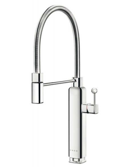 Stainless steel Smeg Spray Kitchen Tap, MDF50. Swivel spout, Smeg warranty
