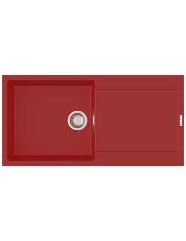 Clearwater Carina Kitchen Sink 1.0 Bowl Granite Poppy Red D100L Waste CARD100LPOP