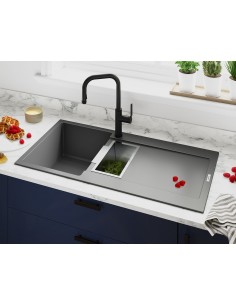 Clearwater Carina D150 Croma Quarsil Granite Kitchen Sink & Waste CARD150CR 2