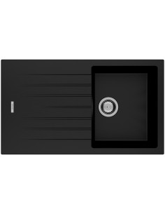 Clearwater Tivoli D100S Nero Black Granite Kitchen Sink & Waste TIVD100SNE 2