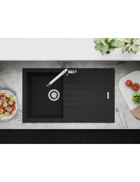 Clearwater Tivoli D100S Nero Black Granite Kitchen Sink & Waste TIVD100SNE