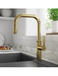 Clearwater Pioneer Brushed Brass Pull Out Spray Kitchen Tap WRAS PIL40BB