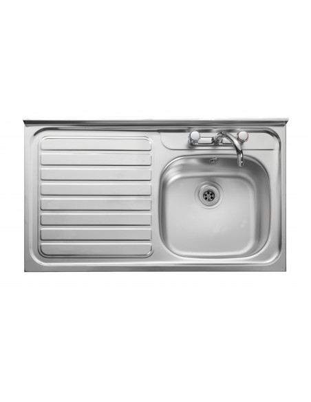 Sit-Lay On Square Front Kitchen Sinks Stainless 1.0 Bowl 600mm Depth LH