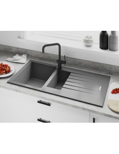 Clearwater Tivoli D150 Croma Grey Granite Kitchen Sink & Waste TIVD150CR