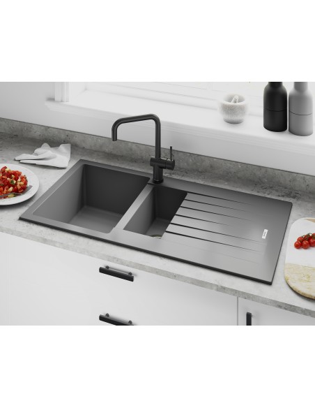 Clearwater Tivoli D150 Croma Grey Granite Kitchen Sink & Waste TIVD150CR