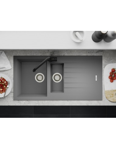Clearwater Tivoli D150 Croma Grey Granite Kitchen Sink & Waste TIVD150CR