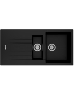 Clearwater Tivoli D150 Nero Black Quarsil Granite Kitchen Sink & Waste TIVD150NE 2