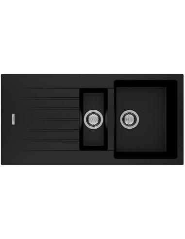 Clearwater Tivoli D150 Nero Black Quarsil Granite Kitchen Sink & Waste TIVD150NE