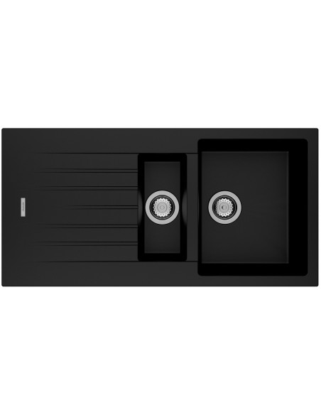 Clearwater Tivoli D150 Nero Black Quarsil Granite Kitchen Sink & Waste TIVD150NE