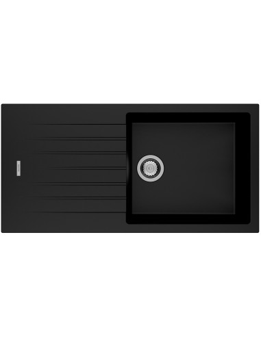 Clearwater Tivoli D100L Nero Black Granite Kitchen Sink & Waste TIVD100LNE