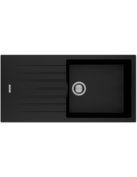 Clearwater Tivoli D100L Nero Black Granite Kitchen Sink & Waste TIVD100LNE