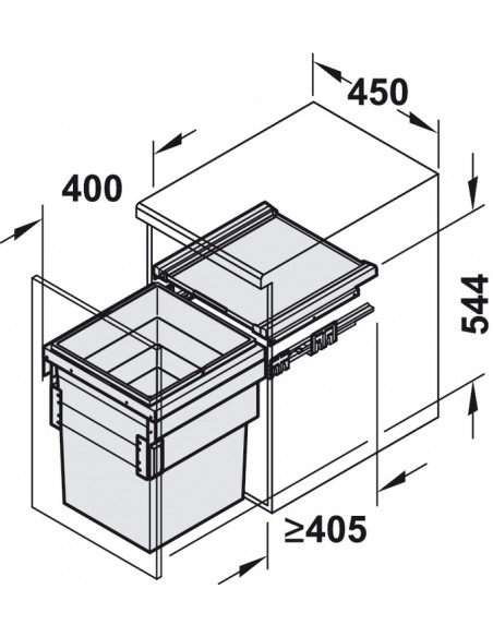 450mm Cargo Synchro Pull Out Waste Bin 1 x 55L Hailo 50258503