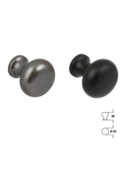 35mm Cast Iron Door Knob Pewter Or Black Finish Handmade